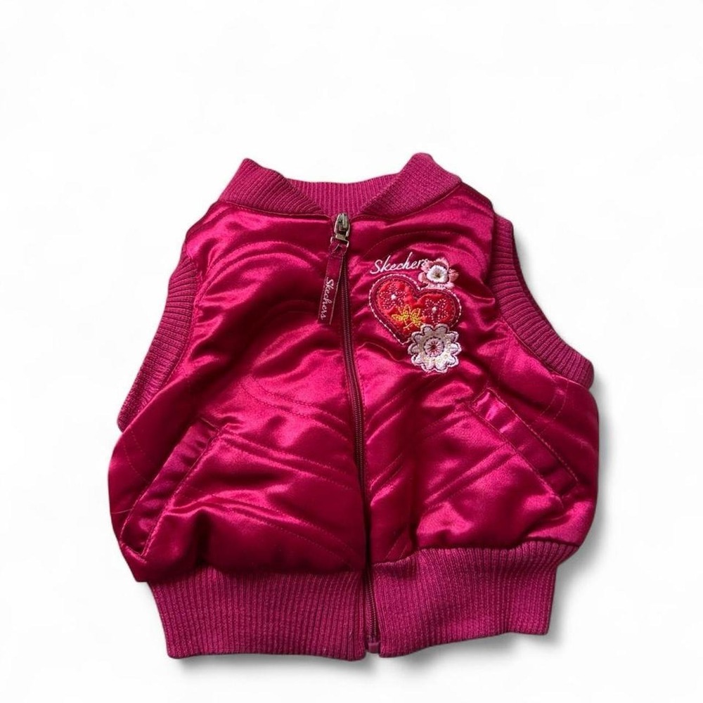 Y2K Toddler Skechers Red Satin Bomber Jacket